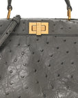 Ostrich Shiny Nappa Mini Peekaboo Iconic Satchel Grey