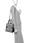 Calfskin D1ORiviera Toile De Jouy Small Book Tote With Strap Blue Multicolor