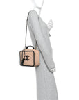 Caviar Quilted Large CC Filigree Vanity Case Beige Black