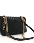 Calfskin Matelasse Small GG Marmont Shoulder Bag Black