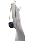 Azalea Calfskin Matelasse Diagonal Mini Torchon GG Marmont Round Shoulder Bag Blue Agata Mystic White