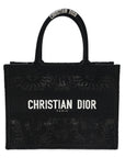 Canvas Embroidered Mesh Macrame Medium Toile de Jouy Soleil Book Tote Black