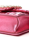 Metallic Nappa Matelasse Crystal Embellished Lady Crossbody Pink