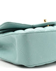 Caviar Quilted Small Double Flap Light Blue