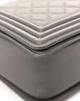 Metallic Lambskin Stingray Quilted Medium Boy Flap Silver