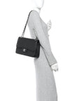 Caviar Quilted Jumbo Double Flap Black