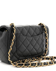 Metallic Caviar Quilted Mini Rectangular Flap Black