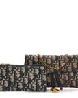 Oblique Saddle Chain Long Wallet Blue