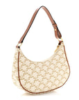 Canvas Calfskin Ava Triomphe Shoulder Bag White