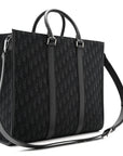 Oblique Grained Calfskin East West Tote Black