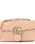 Lambskin Matelasse Small GG Marmont Shoulder Bag Pink Beige