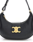 Smooth Calfskin Medium Strap Ava Triomphe Shoulder Bag Black