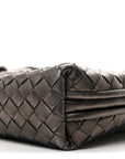Metallic Nappa Intrecciato Nodini Crossbody Messenger Dark Grey