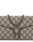 GG Supreme Monogram Mini Dionysus Chain Wallet Beige Taupe