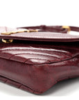 Shiny Calfskin Matelasse Chevron Monogram Mini College Bag Deep Hot Wine