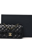 Lambskin Quilted Mini Rectangular Flap Black