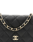 Caviar Quilted Mini Wallet On Chain WOC Black