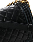 Lambskin Quilted Medium Boy Flap Black