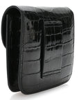 Shiny Alligator Constance Slim Wallet Black