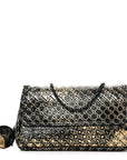 Calfskin Intrecciomirage Embossed Butterfly Chain Crossbody Black Gold