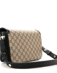 GG Supreme Monogram Horsebit 1955 Soft Small Shoulder Bag Beige Black