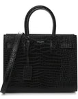 Calfskin Crocodile Embossed Baby Sac De Jour Black