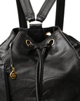 Lambskin CC Drawstring Backpack Black