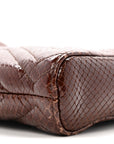 Snakeskin Matelasse Medium GG Marmont Slim Tote Brown