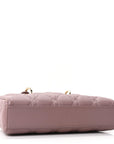 Lambskin Cannage Small Lady D-Joy Peony Pink