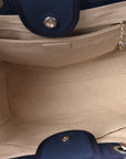Mixed Fibers Calfskin Medium Deauville Tote Navy Blue