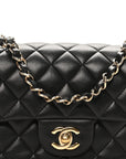 Lambskin Quilted Mini Rectangular Flap Black