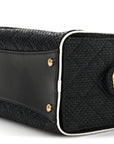 Braided Raffia Calfskin Small CHNL 25 Handbag Black White