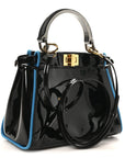 Patent Mini Plexi Handle Peekaboo Iconic Satchel Black Blue