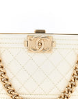 Patent Calfskin Boy Minaudiere White
