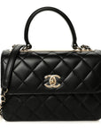 Lambskin Quilted Small Trendy CC Dual Handle Flap Bag Black