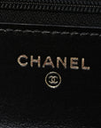 Shiny Calfskin Quilted Metal Top Handle Wallet On Chain WOC Black