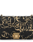 Calfskin Quilted Graffiti Pyramid Wallet On Chain WOC Black