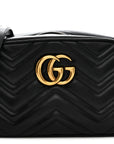Calfskin Matelasse Small GG Marmont Chain Shoulder Bag Black