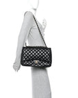 Lambskin Quilted Maxi Double Flap Black