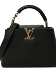 Taurillon Embellished Flower Handle Capucines BB Black