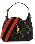 Jacquard Black Denim GG Monogram Textured Dollar Calfskin Mini Jackie 1961 Hobo Black Ivory