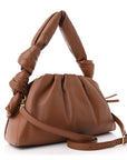 Nappa Knot Top Handle Shoulder Bag Cognac