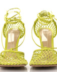 Mesh Nappa Stretch Ankle Tie Sandals 39 Kiwi