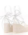 Mesh Lambskin Sporty Web Stretch Ankle Tie Espadrilles 37 Optic White