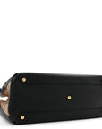Grainy Calfskin House Check Large Banner Tote Black