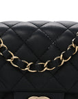 Lambskin Quilted Mini Rectangular Flap Black