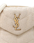 Boucle Tweed Quilted Small Loulou Puffer Monogram Chain Satchel Crema Soft