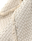Nappa Intrecciato Canvas Fringe Maltinto Tote White