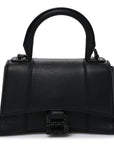 Shiny Box Calfskin Strass Hourglass Top Handle Bag XS Black