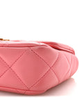 Lambskin Enamel Quilted Pending CC Mini Square Flap Pink